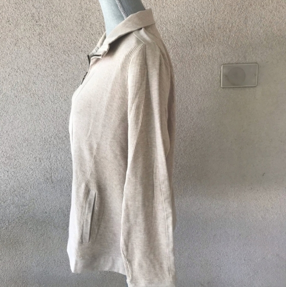Talbots Cream / Tan Thermal Full Zip Collared Jacket Women's Small S Pockets EUC - Picture 2 of 8
